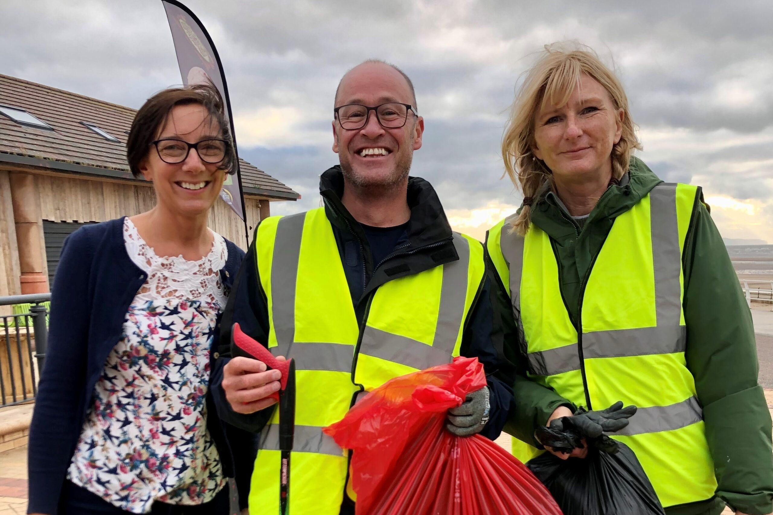 Nige, Llinos & Jayne with high vis